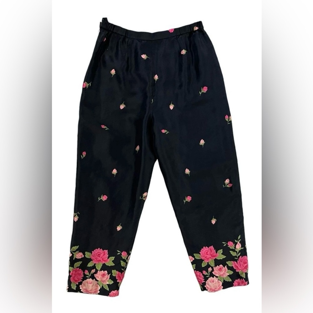 🌸TALBOTS 100% SILK FLORAL CAPRI !! ABSOLUTELY STUNNING PANTS! **RARE VTG** - Picture 9 of 11